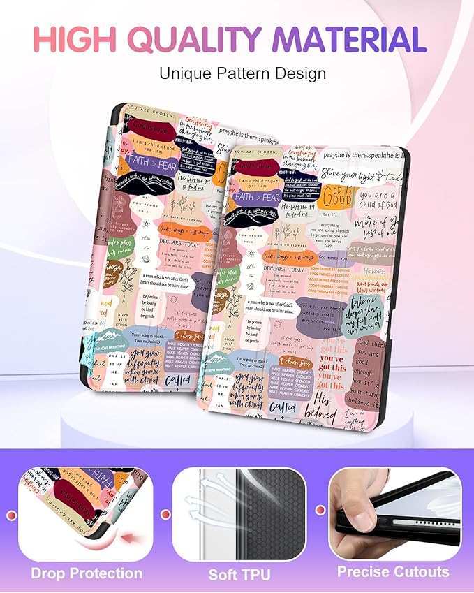 Uppuppy for iPad Air 11 inch Case, Air 5th/4th Generation 10.9, Pro 11'' (4th/3rd/2nd/1st Gen) Case Girls Cute Women Pencil Holder Quotes Design Girly Folio Cover for iPad Air 11 2024/2025 (M2/M3)