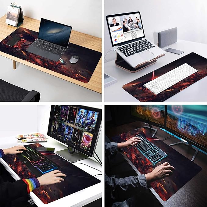 XXL Mouse Pad Ahsoka-Tano Vs Vader,Extra Large Gaming Mousepad Laptop Desk Mat,Non-Slip Rubber Base,Stitched Edges,Smooth Fabric,Computer Keyboard & Mice Combo Pads for Office Game 31.5x15.7