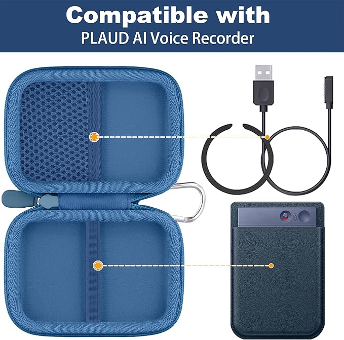 Hard Carrying Travel Case for PLAUD Note/Note Pro AI Voice Recorder,Compatible with Digital Recorder and Magnetic Protective Case(Dark Blue)