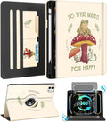 Kidcube for iPad Pro 11 Inch Case M4 2024 5th Generation - Women Girls Cute Rotating Stand Folio Cover with Pencil Holder & Card Slot Cool Frog Mushroom Design for iPad Pro 11'' Case 2024 M4 5th Gen