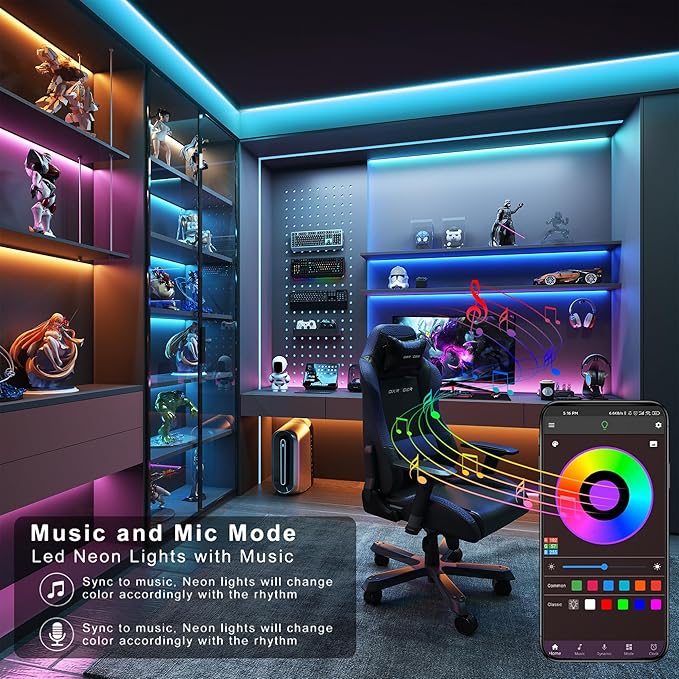 Ledagic 50 ft LED Lights for Bedroom Music Sync RGB LED Strip Lights with APP & Remote Control LED Lights for Room Home Party Christmas Wall Decor (1 Roll of 50ft)