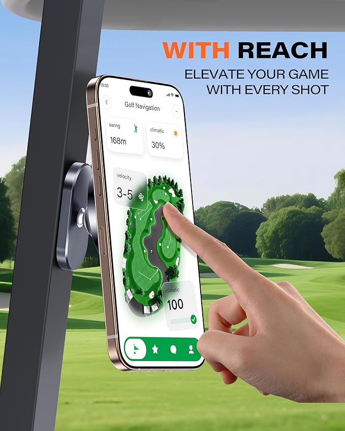 A2C Alloy Magnetic Golf Cart Phone Holder for MagSafe iPhone, Unique Golf Gifts for Men Golfers Dad Father, Golf Gift for Him Husband, Golf Accessories Essentials Gadgets (Premium Gift Packaging)