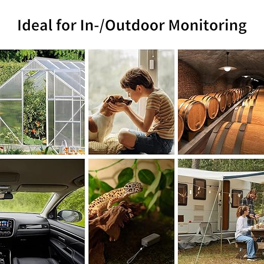 SwitchBot IP65 Indoor Outdoor Hygrometer Thermometer Wireless 3Packs, 394ft Bluetooth Range, Refrigerator Thermometer, Dewpoint/VPD/Absolute Humidity Sensor, 2-Year Battery Life, Free Data Storage