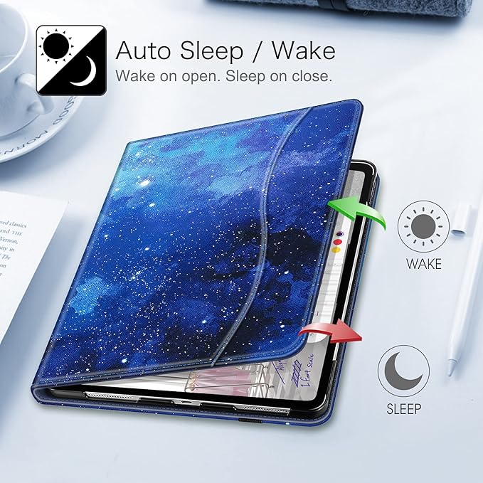 Fintie Folio Case for iPad Pro 12.9" 6th Generation 2022, Multi-Angle Smart Stand Cover w/Pencil Holder & Pocket, Also Fit iPad Pro 12.9 2021 5th & 2020 4th & 2018 3rd Gen, Starry Sky