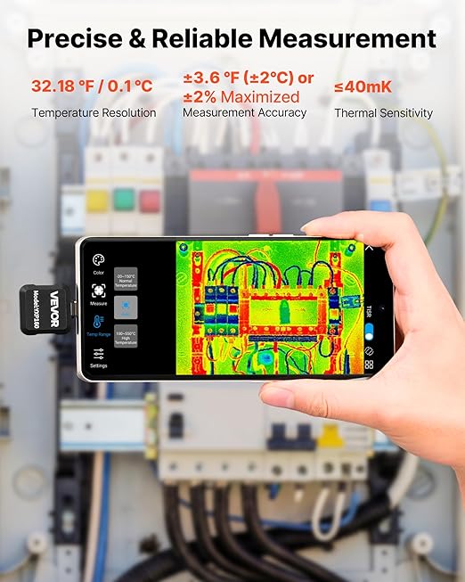 VEVOR 2025 Upgraded Thermal Camera for Android,Pro Thermal Imaging Camera with Macro Lens, Infrared Camera with 320 x 240 TISR Super Resolution, 15X Zoom, Thermal Imager for Phone (P2 Pro Android)