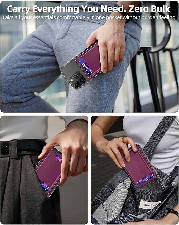 ExtreLife For Magsafe Wallet with Money Clip, Strongest Magnetic Wallet for iPhone 17/16/15/14/13/12 Series, Adjustable Stand, ID Window, 5 Card Holder, RFID Blocking, Not for 13/12 Mini, Cherry