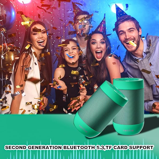 comiso Portable Bluetooth Speaker, Small Shower Speaker with IPX5 Waterproof, 360° HD Loud Sound, Wireless Stereo Pairing, Mini Speakers Support TF Card, Built-in Mic, Pocket Size for Travel Outdoors