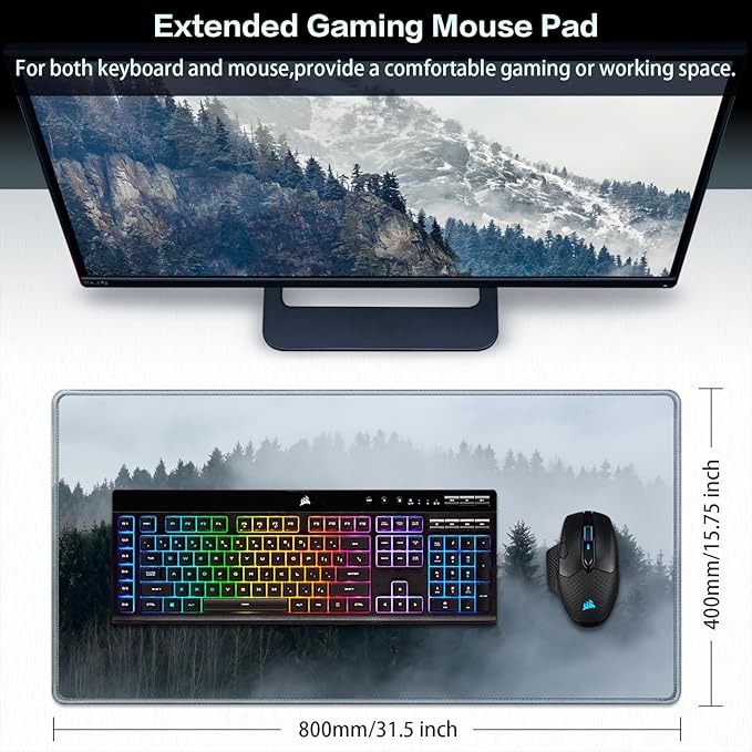 Canjoy Gaming Mouse Pad, Large Extended Mouse Pad Big Computer Mousepad for Home Office Gaming Work 31.5x15.7inch