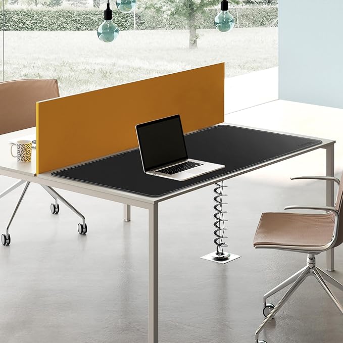 Chihein 47" x 20" 3XL PU Leather Desk Mat (Black/Gray), Dual Sided Desk Pad, Waterproof Computer Desk Bottle for Gaming, Office, Home