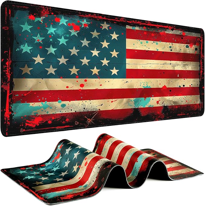 Gaming Mouse Pad - (31.5"×11.8") American Flag Large Mouse Pads for Desk - Desk Mat for Keyboard and Mouse with Non-Slip Base, Desks Pad Matfor Game/Office & Home