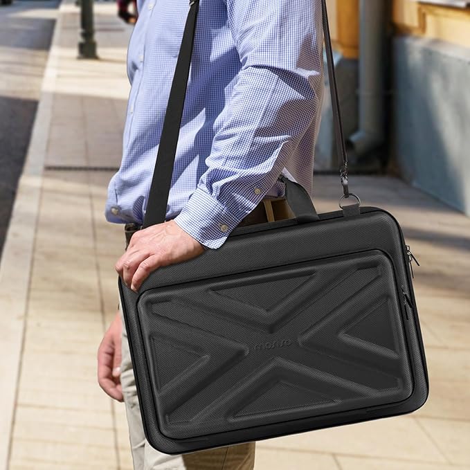 MOSISO Laptop Bag for Men,17-17.3 inch Computer Bag Compatible with Dell XPS/HP Pavilion/Ideapad/Acer/Alienware/HP Omen Notebook, Hard Shell Laptop Case with Front Pocket&Shoulder Strap, Black