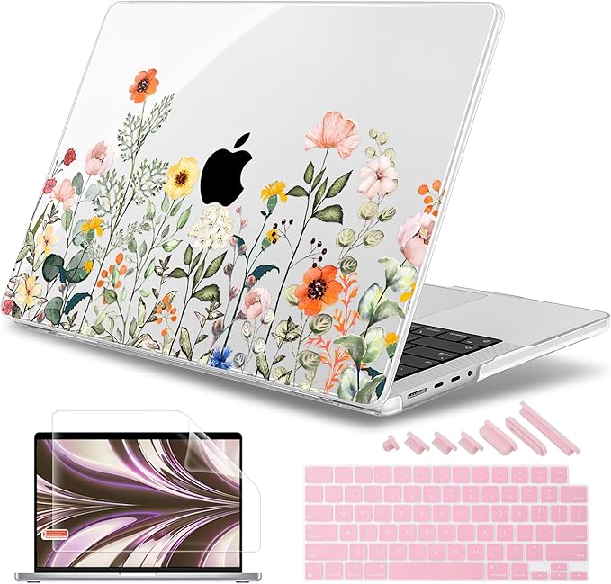 May Chen for 2026 MacBook Pro 14-inch M5 M4 M3 M2 M1 Pro/Max Chip, Release 2026 2025-2021, Model A3427 A3426 A3434 A3112 A3401 A3185, Plastic Hard Shell with Keyboard Cover, Spring Flowers