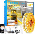 White LED Strip Lights 46ft 3000K-6500K Dimmable, Smart Strip Light Alexa Compatible, 24V WiFi Flexible Tape LED with APP & RF Remote, Cabinet Lighting Self-Adhesive for Room, Kitchen