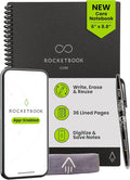 Rocketbook Core Reusable Smart Notebook, Lined Pages For School, Work and Creative Projects, Executive Size 6x8.8, Black - Premium