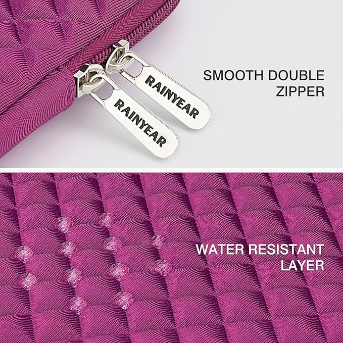 RAINYEAR 13 Inch Laptop Sleeve Diamond Foam Case Bag Compatible MacBook 14", 13.3" MacBook Air/Pro A3449 A3113 A3240 A2681 A2337 A2338 & for 13.3" PC Notebook Chromebook (Rose Red)