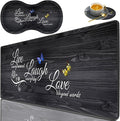 3 Piece Mouse Pad Set with Stitched Edge Large Anti-Slip Mouse Pad Desk Pad Keyboard Pad + Wrist Rest Pad + Coaster, Memory Foam Wrist Rest for Office/Home - Live Laugh Love