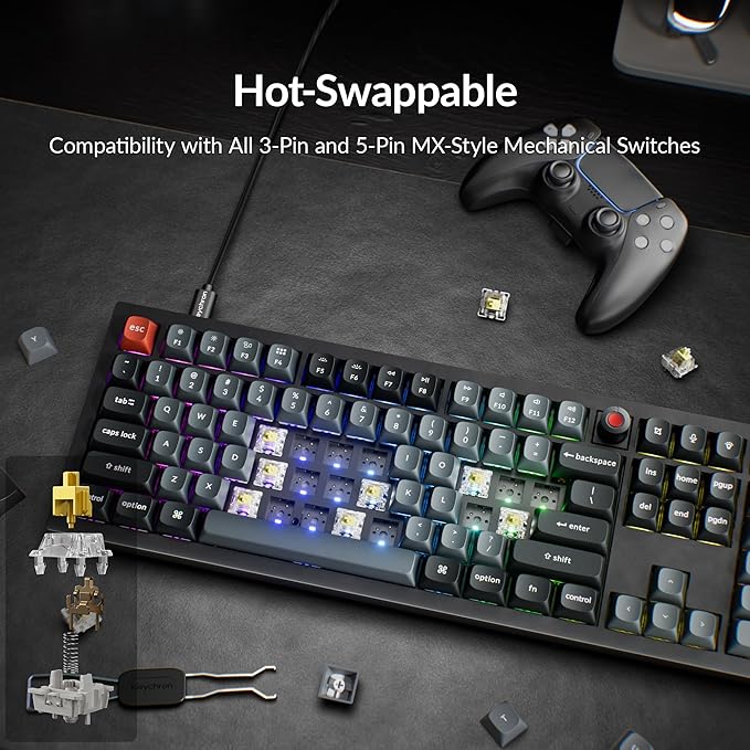 Keychron V6 8K Full Size Wired Mechanical Keyboard with Programmable Knob, 8000 Hz Polling Rate, OSA PBT Keycaps, Hot-swappable Super Banana Switchs, RGB Backlit for Mac Windows Linux
