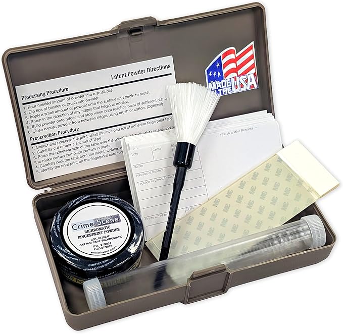 Crime Scene Basic Latent Fingerprint Kit, Bichromatic Grey Powder