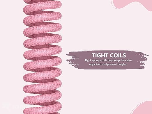 Ranked Coiled Keyboard Cable | Handcrafted Double-Sleeved Braided Cable | USB Type C to A | 5-Pin Aviator Connector for Custom Mechanical Gaming Keyboard | Support Fast Charge 20W (Pink)