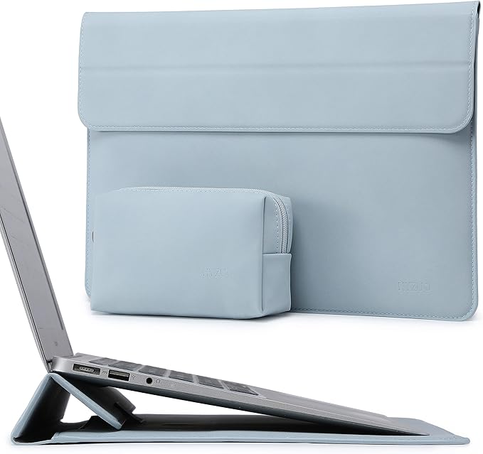 HYZUO 13.3-14 Inch Laptop Sleeve Case with Stand Feature for MacBook Pro 14 M4/M3/M2/M1 Pro/Max 2025-2021, MacBook Pro/Air 13.3, 13.5-13.8 Surface Laptop, HP Spectre X360 13/14, Pale Blue
