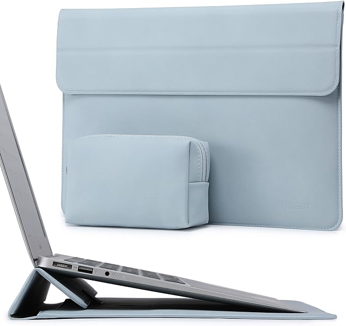 HYZUO 15-16 Inch Laptop Sleeve Case with Stand Feature for MacBook Pro 16 M4/M3/M2/M1 Pro/Max 2025-2019, XPS 15, MacBook Pro 15 2015-2012, Samsung Galaxy Book Flex/Pro 15, Pale Blue