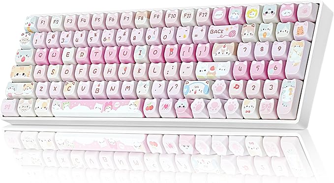 ZORNHER ZH100 Wireless Cat Mechanical Keyboard,98% Pink Cute Creamy Keyboard with Number Pad,Full Size Girly Kitty Gaming Keyboard,Meow Meow Squad Keycaps,Silent Quiet Switches,Hot-Swappable