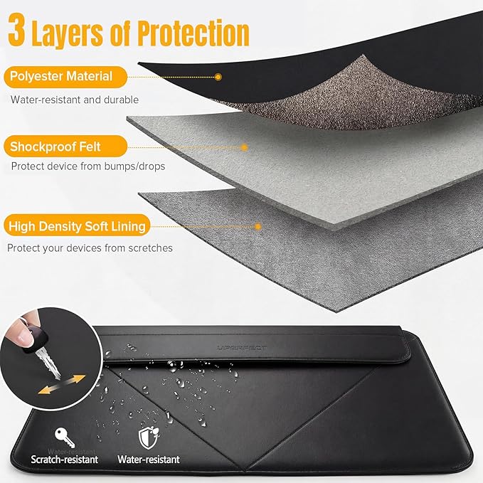 UPERFECT Protective Laptop Case 15.6'' Laptop Sleeve Compatible with MacBook Air M5 A3448 M4 A3241 M3 A3114 M2 A2941 2026-2023, 15.6'' Tablet and Laptop, Polyester Protective Sleeve Bag