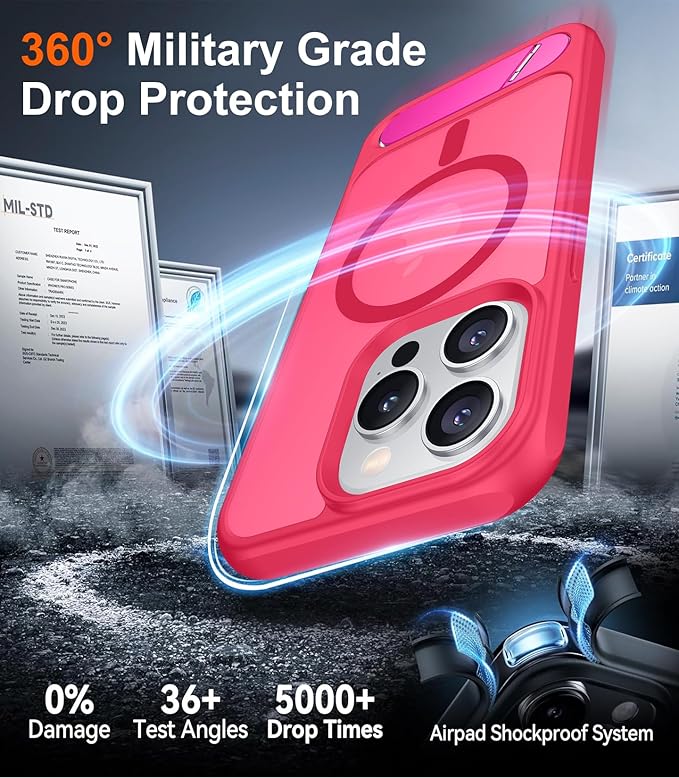 Magnetic Compatible with iPhone 15 Pro Case, [Built-in Invisible Kickstand][Compatible with MagSafe][Military Grade Shockproof] Slim Translucent Matte Phone Case for iPhone 15 Pro 6.1"