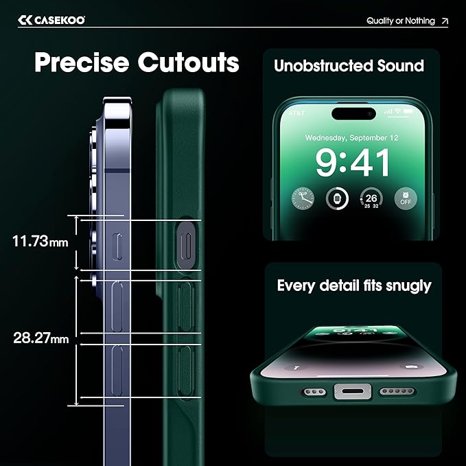 CASEKOO Designed for 14 Pro Case with Magnetic Invisible Stand [Military Drop Protection] [Compatible with MagSafe] Shockproof Slim Translucent Matte Pro Case 6.1 Inch, Green