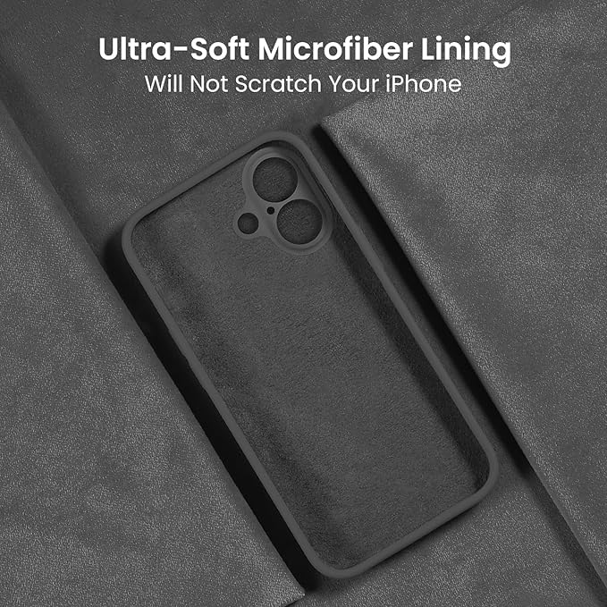 FireNova Designed for iPhone 16 Plus Case, Silicone Upgraded [Camera Protection] Case, Soft Anti-Scratch Microfiber Lining Inside, 6.7 inch, Space Gray