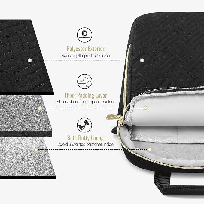 MoKo 15-inch Puffer Laptop Sleeve Bag for MacBook Air 15" / Pro 14" M5/M4/M3/M2 2026-2023, Galaxy Tab S10 FE Ultra 14.8" 2025, Puffy Laptop Carrying Case with Handle & Shoulder Strap, Black