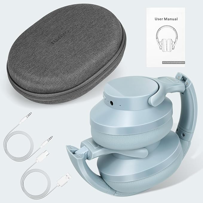 TUINYO Bluetooth Headphones Wireless, Over Ear Stereo Wireles Headset 40H Playtime with deep bass, Soft Memory-Protein Earmuffs, Built-in Mic Wired Mode PC/Cell Phones/TV-Dark Grey