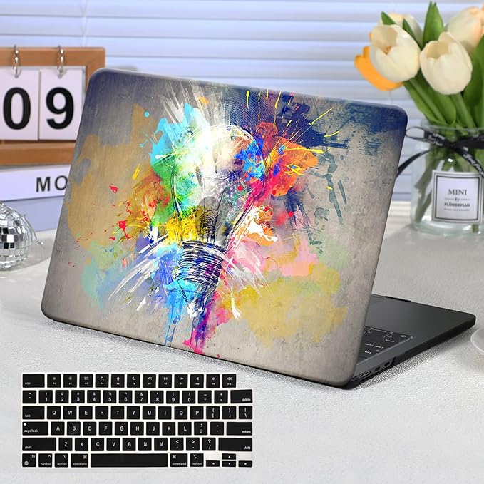 Funut Compatible with MacBook Air 13 inch Case 2022 2021 2020 2019 2018 A2337 M1 A2179 A1932 Touch ID,MacBook Air M1 Cover Protective Plastic Hard Shell Case + Keyboard Cover,11Creative Lamp