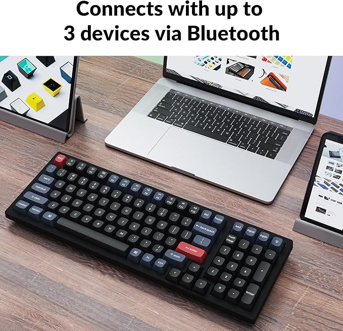 Keychron K4 Pro 96% Custom Wireless Mechanical Keyboard with Hot-Swappable K Pro Brown Switch, QMK/VIA Programmable Macro Bluetooth/Wired Keyboard White LED Backlit for Mac Windows Linux - Black