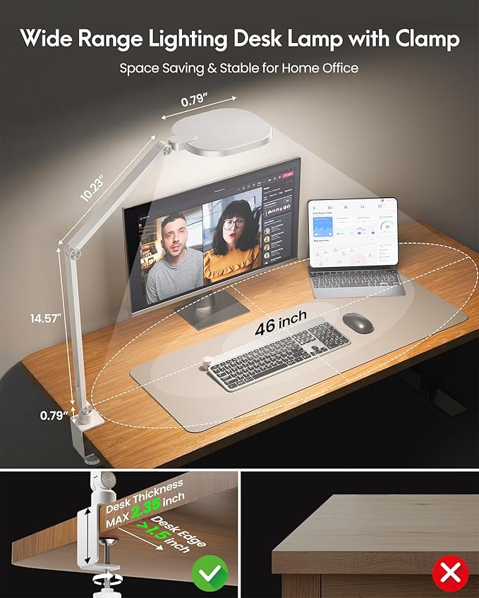 LitONES Video Conference Lighting for Computer, Dimmable Light for Video Recording, Meeting, Laptop & Webcam, 15W Ring Light for Desk with C- Clamp, Swing Arm, Remote, Memory & Timer CRI >95