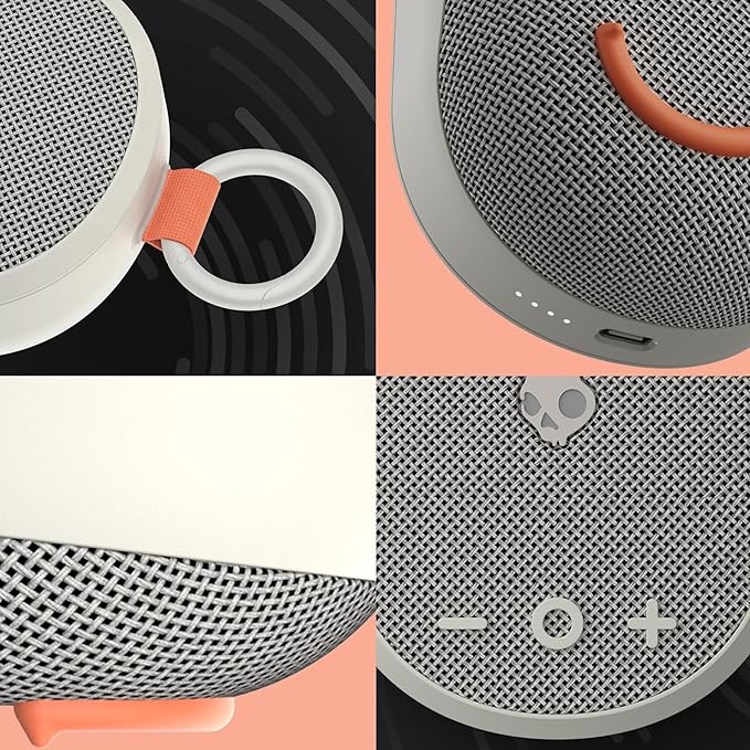 Skullcandy Kilo Wireless Bluetooth Speaker - IPX7 Waterproof Mini Bluetooth Speaker with 24 Hour Battery, Downward Firing Passive Radiator, and True Wireless Pairing - Perfect for Outdoor (Bone)