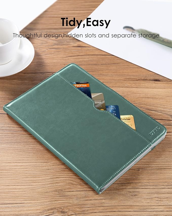 DTTO for iPad 9.7 Inch 5th/6th Generation 2018/2017 Case with Apple Pencil Holder, Premium Leather Folio Stand Cover Case for Apple iPad 9.7 inch, Also Fit iPad Pro 9.7/Air 2/Air - Midnight Green