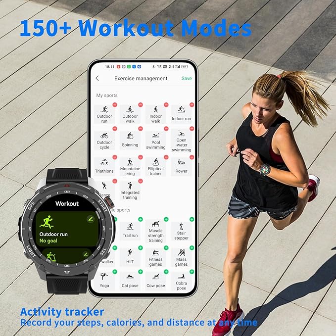 Smart Watch for Men Women, Bluetooth Call, 1.43 Inch Touchscreen Fitness Tracker with Heart Rate, SpO2, Sleep Monitoring, Sports Smartwatch with GPS, Multiple Sport Modes, IP68 Waterproof