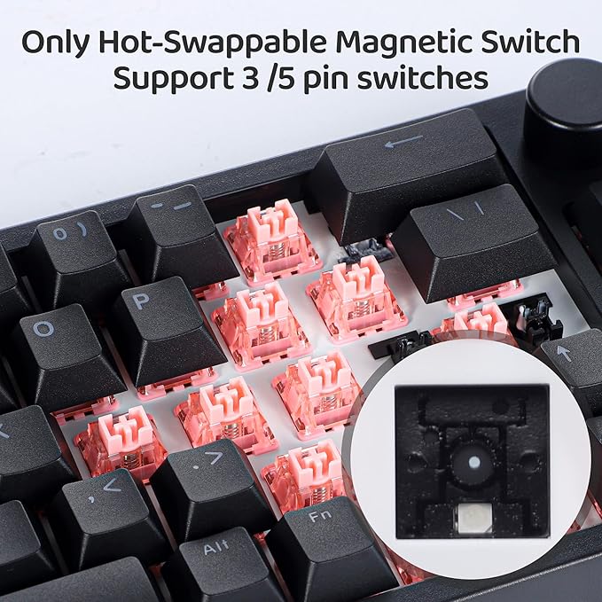 BOYI 66Pro Rapid Trigger Magnetic Switch Mechanical Keyboard,65% Hyper-Fast Actuation Point Adjustable Dedicated 8K Hz Polling Rate HotSwap RGB Wired Gaming Keyboard with Knob (Black)