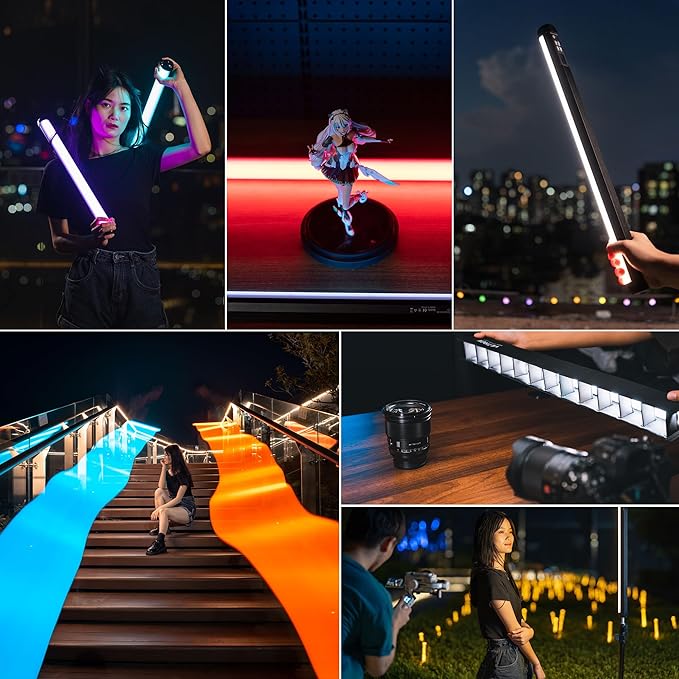 VILTROX K60 RGB LED Light Wand, Handheld 360° RGB LED Video Light Stick for Photography with APP Control, 2500K-8500K Dimmable, CRI97+, 2200mAh Rechargeable Battery,26 Light Scenes,LCD Display
