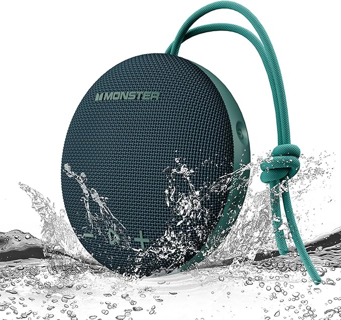 Monster Bluetooth Speaker, IPX8 Shower Speaker Waterproof, Bluetooth 5.4 with Loud HD Sound and Robust Bass, Extra Long Playtime Punchy, for Home, Beaches Portable Wireless Outdoor Speakers