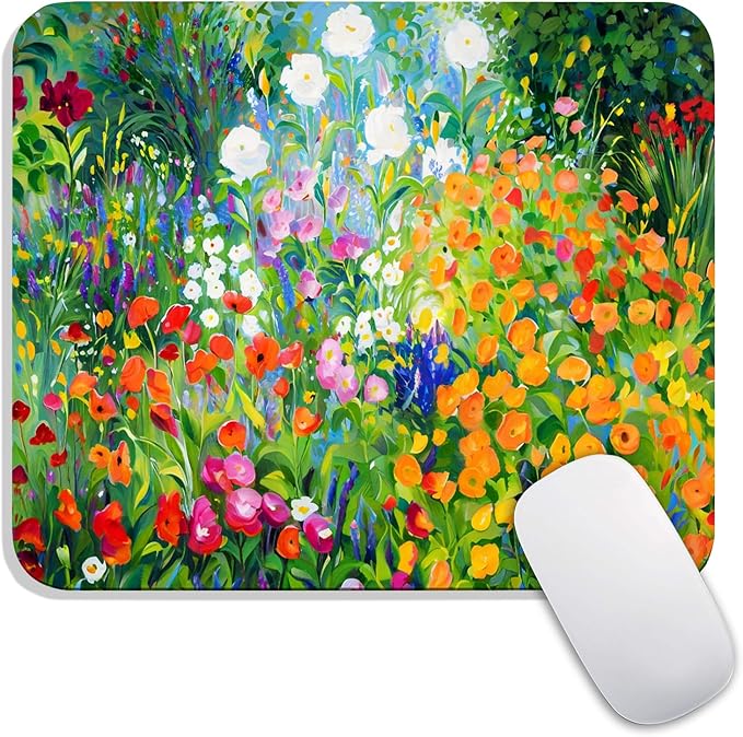 Square Mouse Pad Flowers Floral,Personalized Premium-Textured Custom Mouse Mat Design,Washable Mousepad Lycra Cloth,Non-Slip Rubber Base Computer Mouse Pads for Wireless Mouse