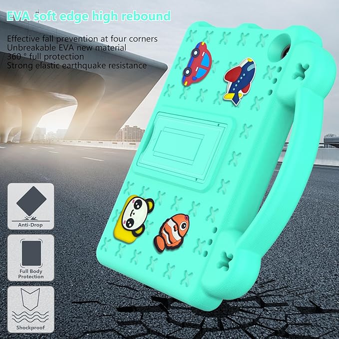 AKABEILA Compatible with Lenovo Tab M10(3rd Gen) 10.1(2022)/Huawei MatePad T 10s 10.1/MatePad T 10 9.7/MatePad SE 10.1(2022)/Honor Pad X8/Pad X8 Lite Tablet Case, Strap for Girl Kid Gift - Mint Green
