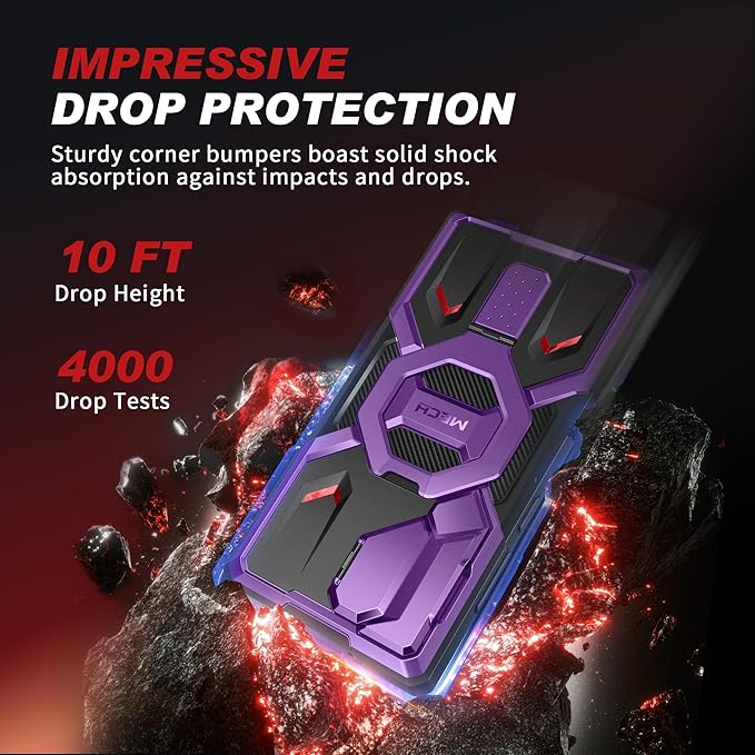 TONGATE for Samsung Galaxy S24 Ultra Case Compatible with MagSafe, [Ring Stand & Camera Cover Kickstand] Drop Shockproof Rugged Protection Phone Case for S24 Ultra with Screen Protector 6.8", Purple