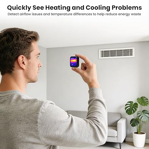 Small Thermal Imaging Camera for Home Inspection – 128×96 IR Resolution Thermal Camera for Wall Leak & Insulation Detection, Mini Thermal Imager for Beginner