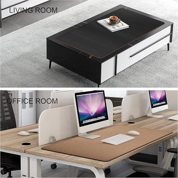 Chihein 39" x 20" 3XL Desk Mat with Cork & PU Leather (Black), Dual Sided Desk Pad, Waterproof Computer Desk Mat for Gaming, Office, Home