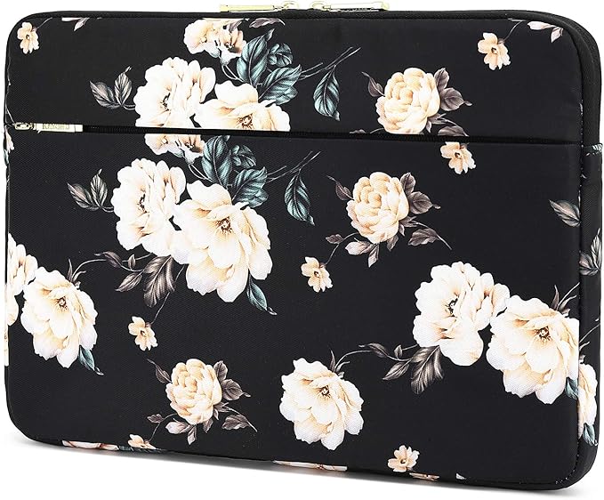 KAYOND 15 inch Laptop Sleeve, Compatible with MacBook pro 15.4 ，MacBook Air 15.4 MacBook pro 16 and 15.6 inch Notebook Computer, Water Repellent Laptop Bag,Shockproof case(15-15.6 inch, Black Peony)