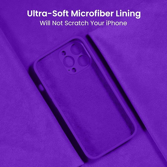 FireNova Designed for iPhone 14 Pro Max Case, Silicone Upgraded [Camera Protection] Case, Soft Anti-Scratch Microfiber Lining Inside, 6.7 inch, Neon Purple