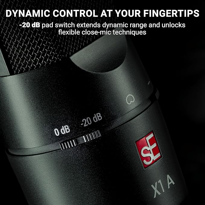 SE ELECTRONICS X1 A Large Diaphragm Condenser Microphone with 100 Hz Filter & -20 dB Pad - XLR Condenser Mic for Singing & Instruments - Professional Studio Microphone for Recording & Podcasting