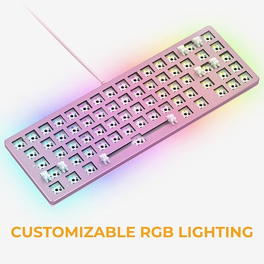 GLORIOUS GMMK 2 Gaming Barebones Keyboard - Hot Swappable TKL DIY, Compact Mechanical Keyboard Kit- Wired, RGB Backlit,- PC Setup Accessories- 65%, Pink